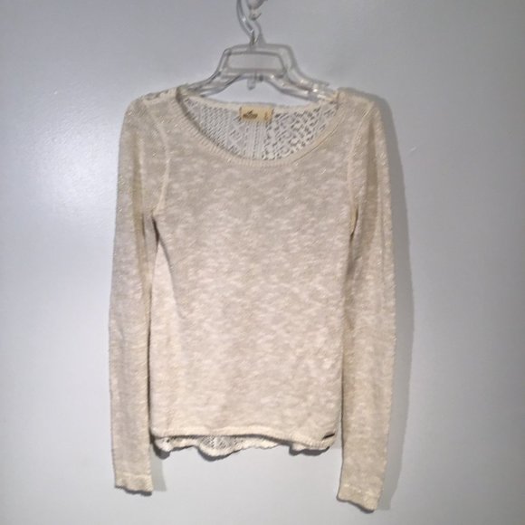 Hollister Scoop Neck Shimmery Sweater with Lace Back Size S - Picture 9 of 12